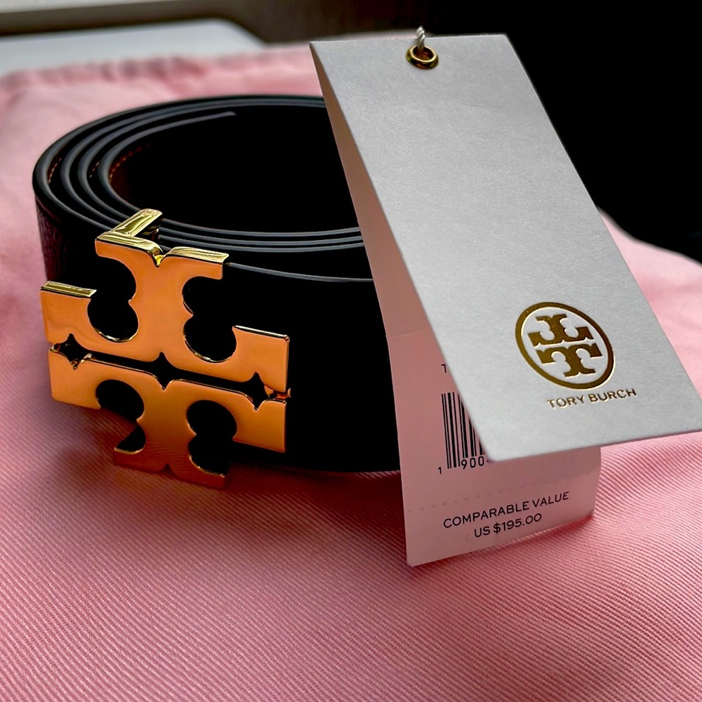 Tory Burch Black Belt with Gold Buckle